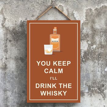 P5110 - Keep Calm Drink Whiskey Scottish Comical Wooden Alcohol Hanging Theme Plaque 1