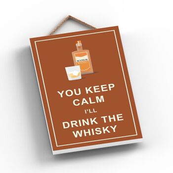 P5110 - Keep Calm Drink Whiskey Scottish Comical Wooden Alcohol Hanging Theme Plaque 2