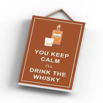 P5110 - Keep Calm Drink Whiskey Scottish Comical Wooden Alcohol Hanging Theme Plaque 3