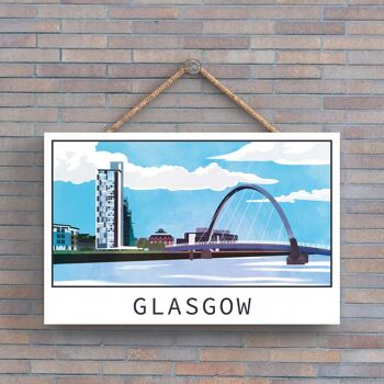 P5121 - Glasgow River Clyde Arc Daylight Scotlands Landscape Illustration Plaque en bois 1