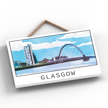 P5121 - Glasgow River Clyde Arc Daylight Scotlands Landscape Illustration Plaque en bois 2