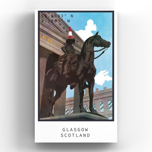 P5132 - Duke Of Wellington Statue Daylight Glasgow Scotlands Landscape Illustration Wooden Magnet