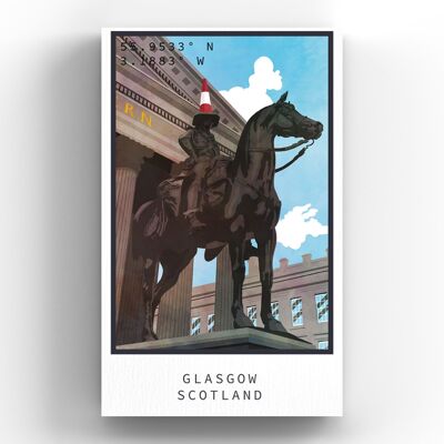 P5132 - Statua del Duca di Wellington Daylight Glasgow Scotlands Landscape Illustration Calamita in legno