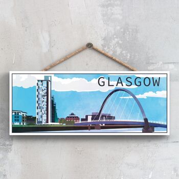 P5154 - Glasgow River Clyde Arc Daylight Scotlands Landscape Illustration Plaque en bois 1