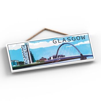 P5154 - Glasgow River Clyde Arc Daylight Scotlands Landscape Illustration Plaque en bois 2