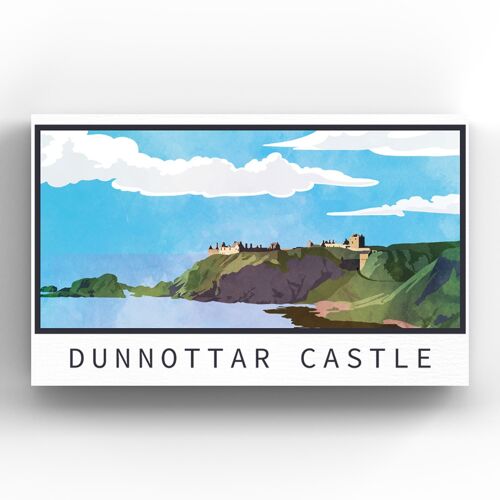 P5163 - Dunnottar Castle Illustration Scotland Landspace Wooden Magnet