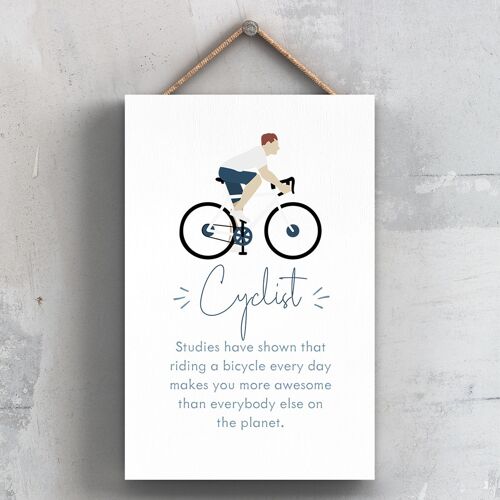 P5167 - Cyclist More Awesome Cycling Themed Bicycle Man Cave Gift Wooden Hanging Plaque