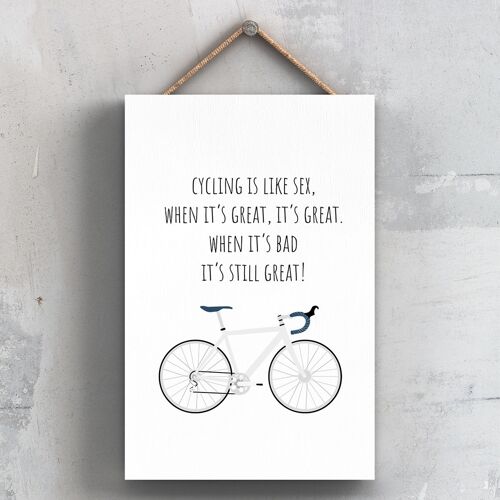 P5168 - Cycling Is Like Sex Cyclist Themed Bicycle Man Cave Gift Wooden Hanging Plaque