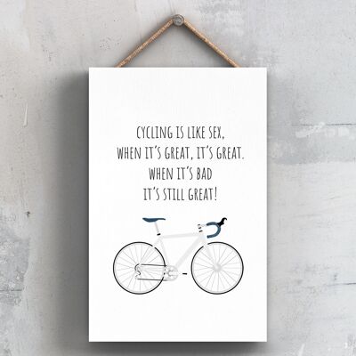P5168 - Il ciclismo è come il sesso Ciclista a tema Bicycle Man Cave Gift Targa da appendere in legno
