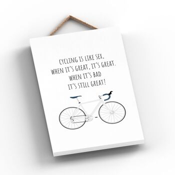 P5168 - Cycling Is Like Sex Cyclist Themed Bicycle Man Cave Gift Plaque à suspendre en bois 2