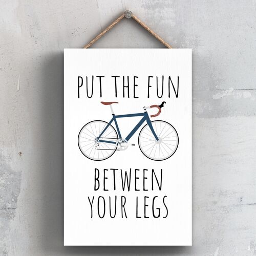 P5170 - Cycling Fun Between Your Legs Cyclist Themed Bicycle Man Cave Gift Wooden Hanging Plaque