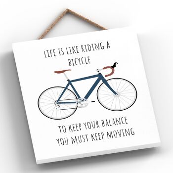 P5175 - Cycling Life Is Like A Bicycle Cyclist Themed Bicycle Man Cave Gift Plaque à suspendre en bois 2