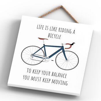 P5175 - Cycling Life Is Like A Bicycle Cyclist Themed Bicycle Man Cave Gift Plaque à suspendre en bois 4