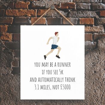 P5178 - Runner If You See 5K Running Themed Jogger Man Cave Gift Plaque à suspendre en bois 1