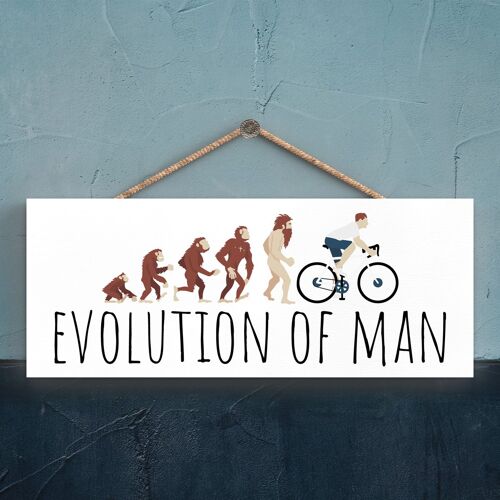 P5183 - Cycling Evolution of Man Cyclist Themed Bicycle Man Cave Gift Wooden Hanging Plaque