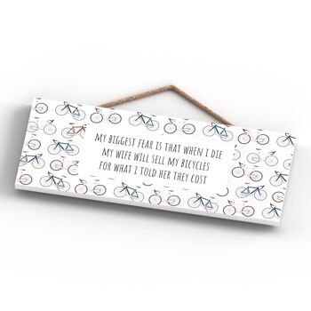 P5184 - Cycling My Biggest Fear Cyclist Themed Bicycle Man Cave Gift Plaque à suspendre en bois 4