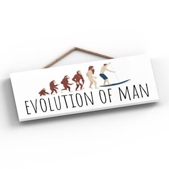 P5186 - Evolution Of Man Paddle Borading The Man Cave Gift Plaque à suspendre en bois 2