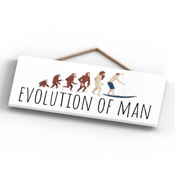 P5186 - Evolution Of Man Paddle Borading The Man Cave Gift Plaque à suspendre en bois 4