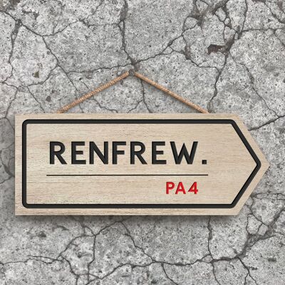 P5270 - City Of Glasgow Renfrew Road Sign Effect Hanging Novelty Wooden Plaque