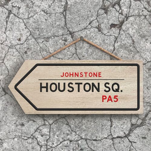 P5271 - City Of Glasgow Johnstone Houston Road Sign Effect Hanging Novelty Wooden Plaque