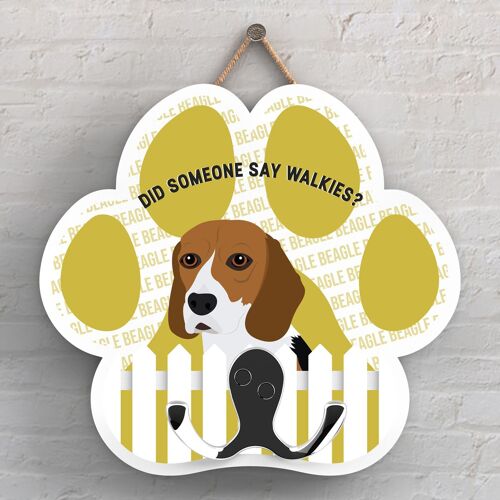 P5310 - BEAGLE WORKS OF KATE PEARSON DOG BREED ILLUSTRATION PAWPRINT LEAD HOOK