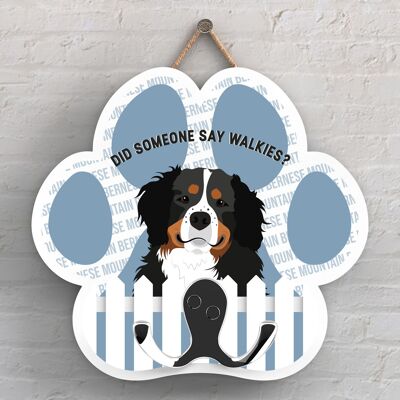 P5314 - BERNESE MOUNTAIN DOG OF KATE PEARSON DOG BREED ILLUSTRATION PAWPRINT LEAD HOOK