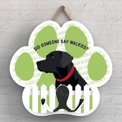 P5315 - BLACK LABRADOR OF KATE PEARSON DOG BREED ILLUSTRATION PAWPRINT LEAD HOOK