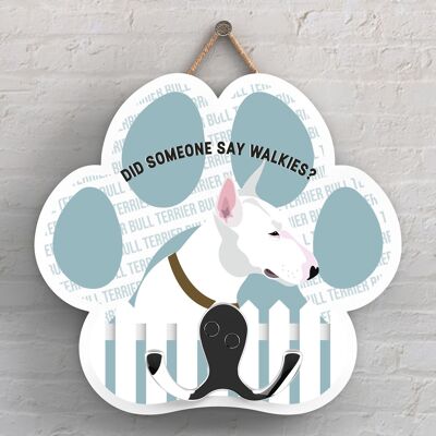 P5320 - BULL TERRIER DI KATE PEARSON CANE RAZZA ILLUSTRAZIONE PAWPRINT GANCIO PER PIOMBO