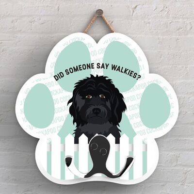 P5324 - BLACK COCKAPOO OF KATE PEARSON DOG BREED ILLUSTRATION PAWPRINT LEAD HOOK