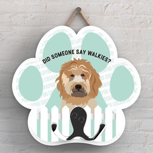 P5326 - GOLDEN COCKAPOO OF KATE PEARSON DOG BREED ILLUSTRATION PAWPRINT LEAD HOOK