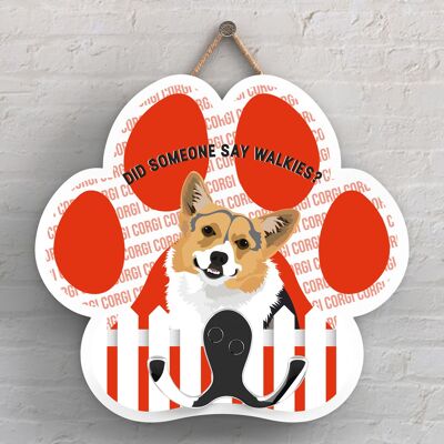 P5329 - CORGI OF KATE PEARSON DOG BREED ILLUSTRATION PAWPRINT LEAD HOOK