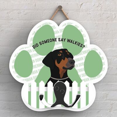 P5332 - DOBERMAN DI KATE PEARSON ILLUSTRAZIONE DELLA RAZZA DEL CANE PAWPRINT GANCIO DEL PIOMBO