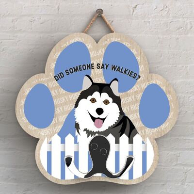 P5340 - HUSKY DI KATE PEARSON ILLUSTRAZIONE DELLA RAZZA DEL CANE PAWPRINT GANCIO PER PIOMBO