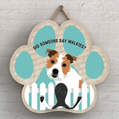 P5343 - JACK RUSSELL DI KATE PEARSON ILLUSTRAZIONE DELLA RAZZA DEL CANE PAWPRINT GANCIO PER PIOMBO