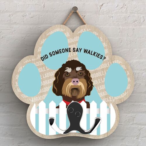 P5344 - LABRADOODLE OF KATE PEARSON DOG BREED ILLUSTRATION PAWPRINT LEAD HOOK