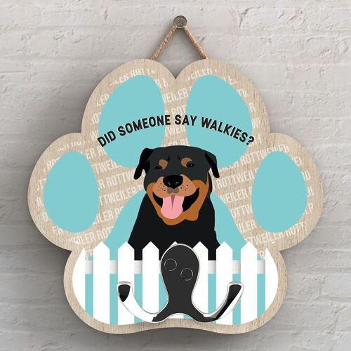 P5349 - ROTWEILER OF KATE PEARSON DOG BREED ILLUSTRATION PAWPRINT LEAD HOOK