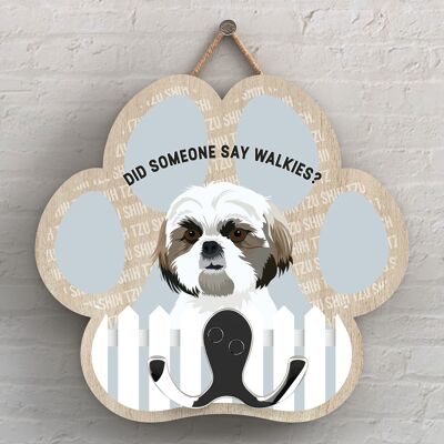 P5351 - SHIH TZU DI KATE PEARSON CANE DI RAZZA ILLUSTRAZIONE PAWPRINT GANCIO PER PIOMBO