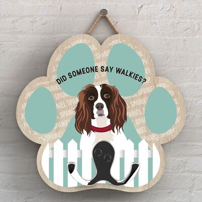 P5355 - SPRINGER SPANIEL DI KATE PEARSON CANE DI RAZZA ILLUSTRAZIONE PAWPRINT GANCIO PER PIOMBO