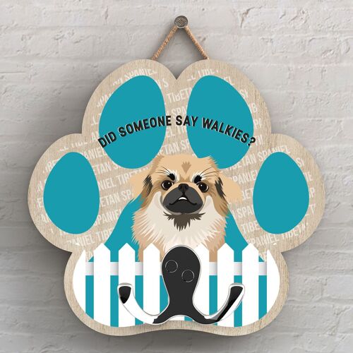 P5357 - TIBETAN SPANIEL OF KATE PEARSON DOG BREED ILLUSTRATION PAWPRINT LEAD HOOK