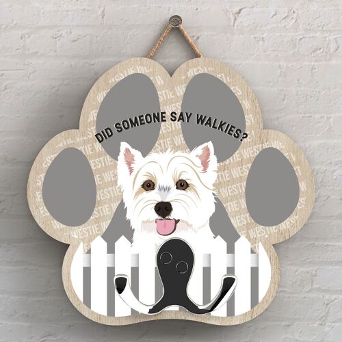P5358 - WESTIE OF KATE PEARSON DOG BREED ILLUSTRATION PAWPRINT LEAD HOOK