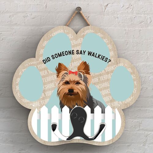 P5362 - YORKSHIRE TERRIER COCKER OF KATE PEARSON DOG BREED ILLUSTRATION PAWPRINT LEAD HOOK