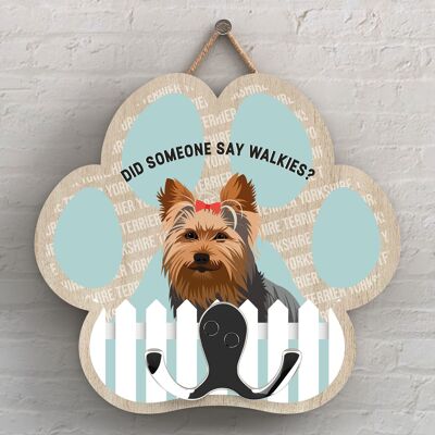 P5362 - YORKSHIRE TERRIER COCKER OF KATE PEARSON DOG BREED ILLUSTRATION PAWPRINT LEAD HOOK