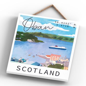 P5364 - Oban Harbor Scene Scotlands Landscape Illustration Plaque à suspendre en bois 4