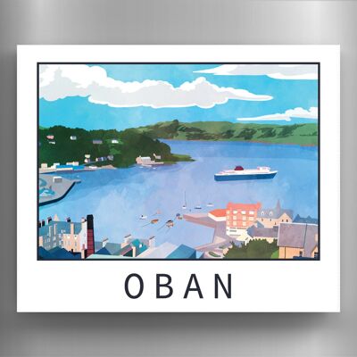 P5366 - Oban Harbour Scene Scotlands Landscape Illustration Wooden Magnet