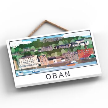 P5367 - Oban Harbour Front Scotlands Landscape Illustration Plaque à suspendre en bois 2