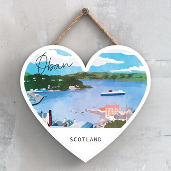 P5372 - Oban Harbor Scene Scotlands Landscape Illustration Plaque à suspendre en bois 1