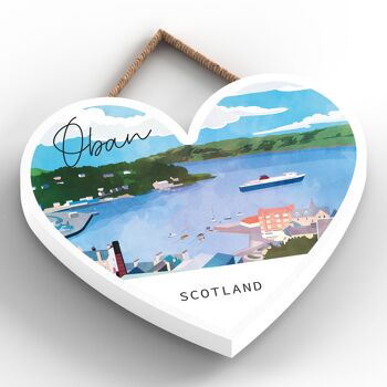 P5372 - Oban Harbor Scene Scotlands Landscape Illustration Plaque à suspendre en bois 2