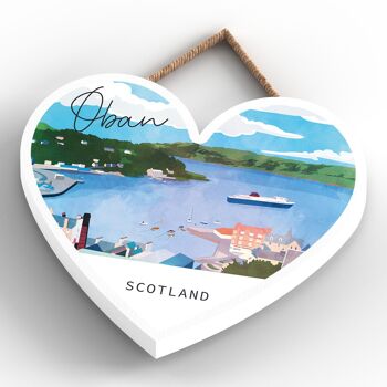 P5372 - Oban Harbor Scene Scotlands Landscape Illustration Plaque à suspendre en bois 4