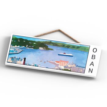 P5375 - Oban Harbor Scene Scotlands Landscape Illustration Plaque à suspendre en bois 3