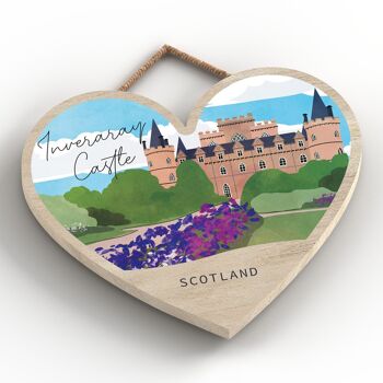 P5383 - Inveraray Castle Scotlands Landscape Illustration Plaque à suspendre en bois en forme de cœur 2